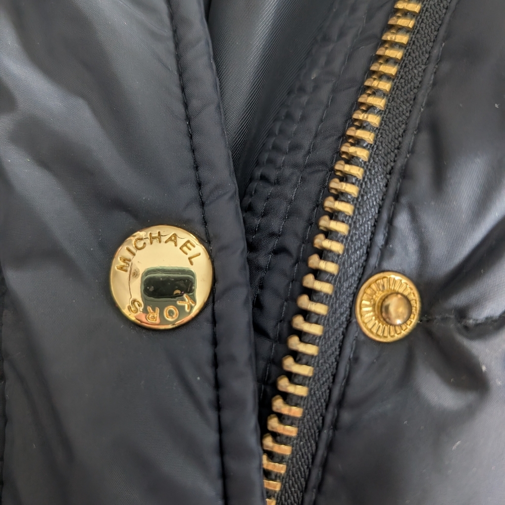 Michael Kors Down Hooded Puffer Coat XL Dark Navy Blue - Picture 3 of 10